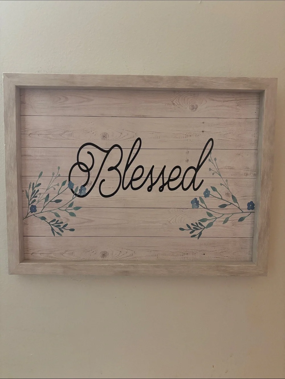Blessed Wall Art Sign in Black, Blue, and Gray